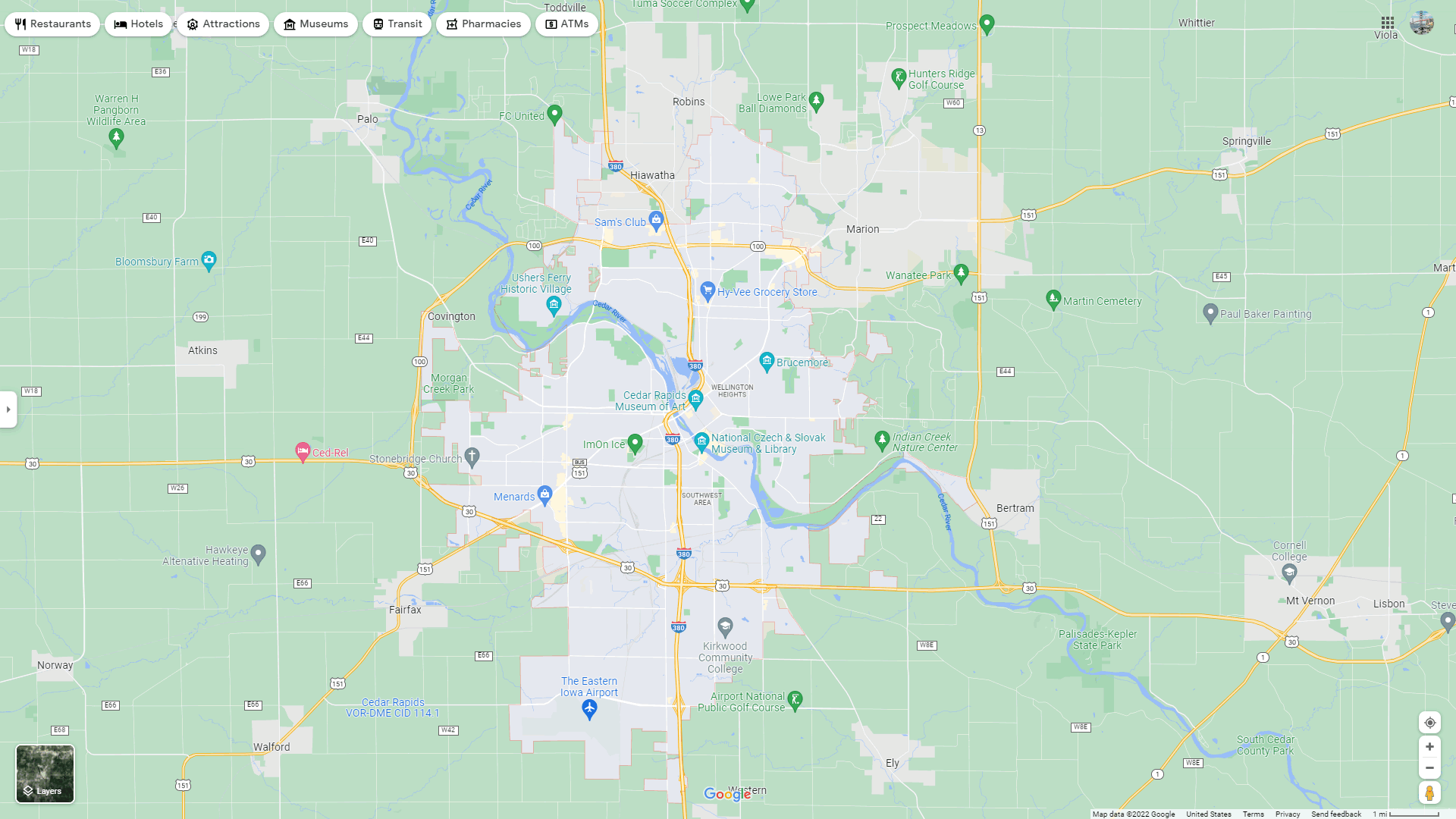 Cedar Rapids iowa Map